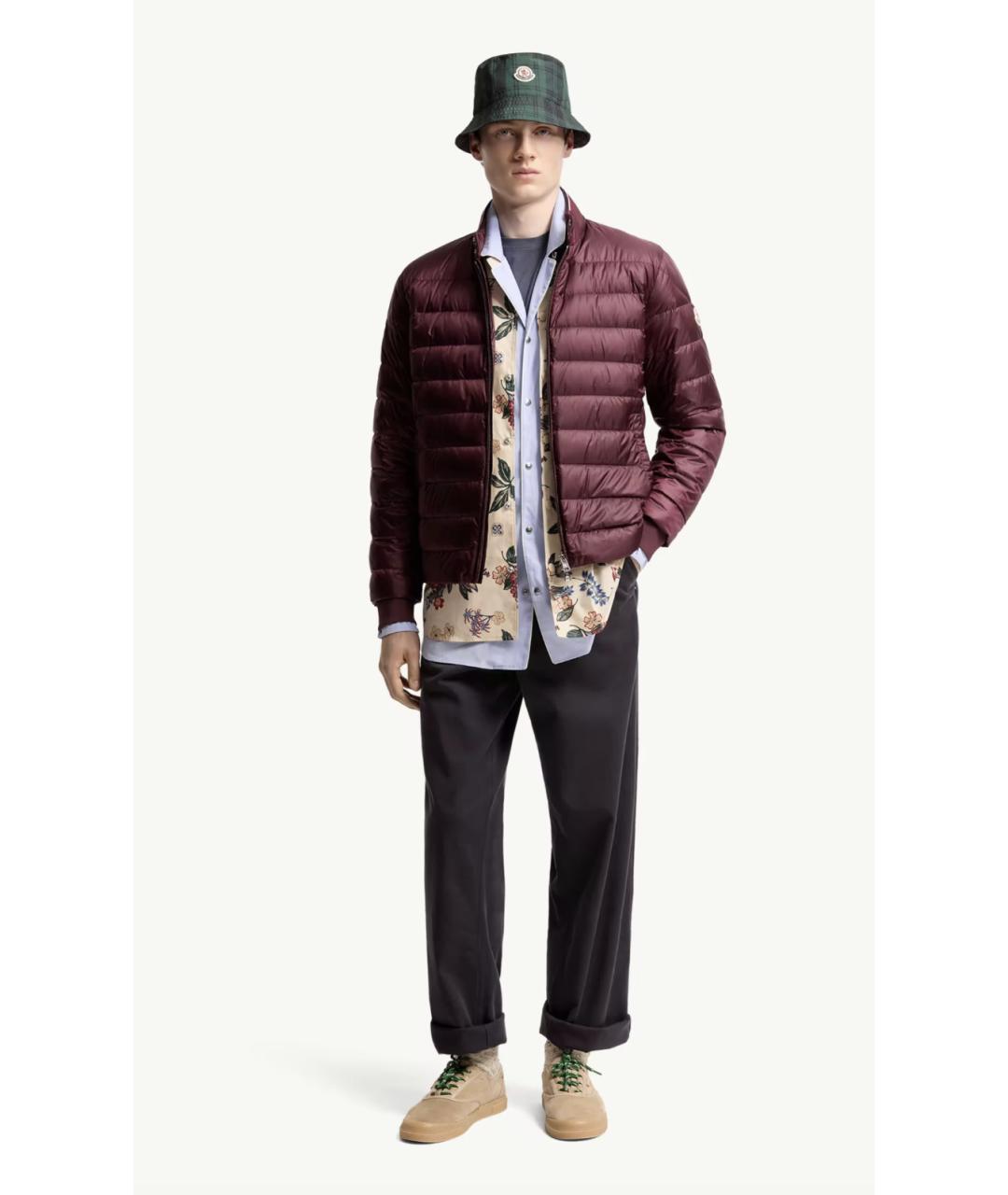 MONCLER Бордовый полиамидовый пуховик, фото 2