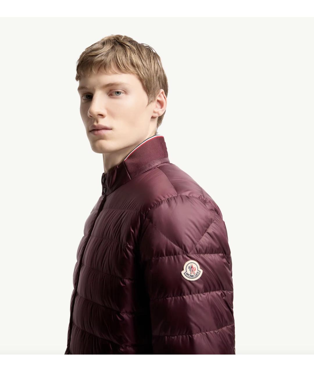 MONCLER Бордовый полиамидовый пуховик, фото 3