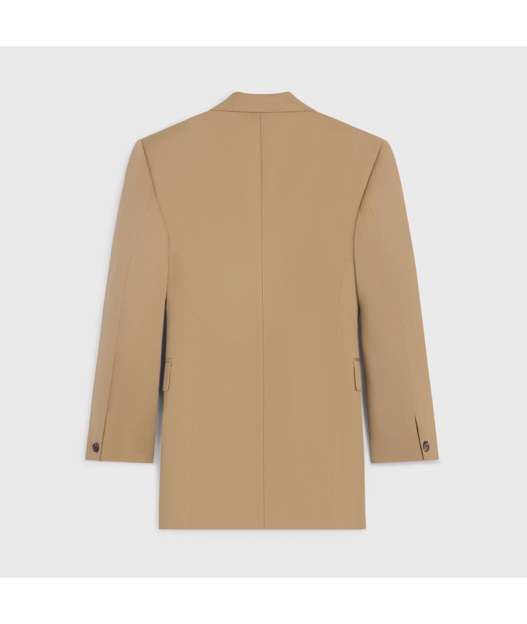 CELINE Бежевый шерстяной жакет/пиджак, фото 7