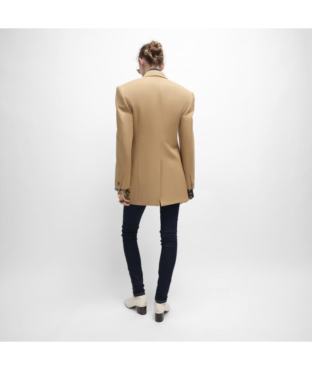 CELINE Бежевый шерстяной жакет/пиджак, фото 4