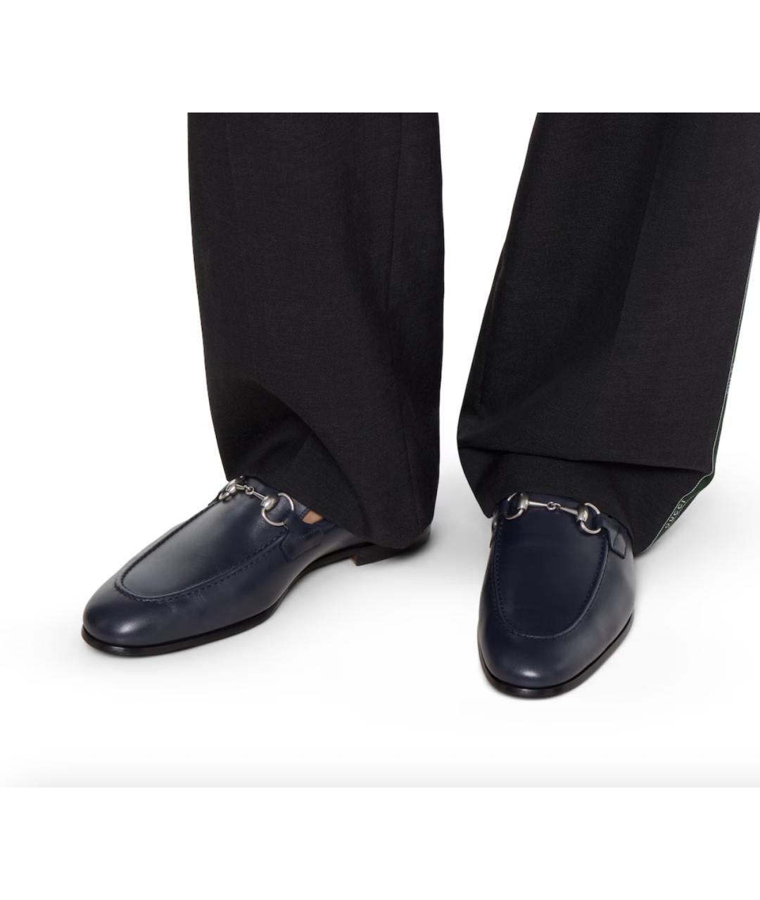 GUCCI Темно-синие кожаные лоферы, фото 5