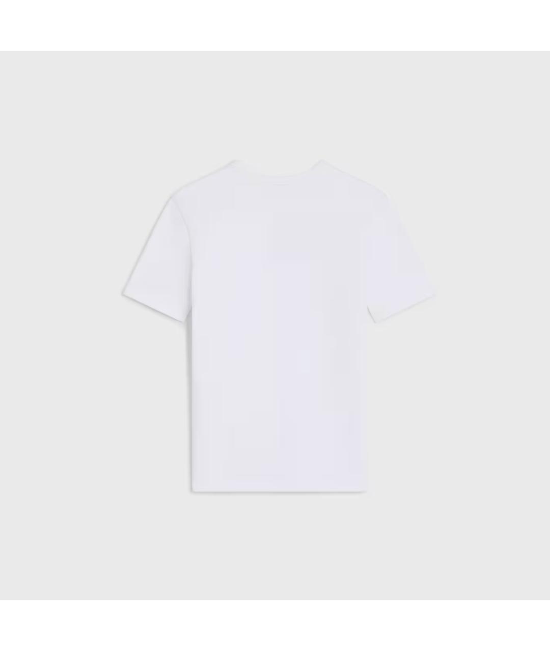 CELINE Белая хлопковая футболка, фото 2
