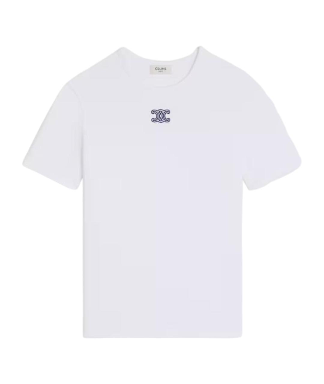 CELINE Белая хлопковая футболка, фото 1