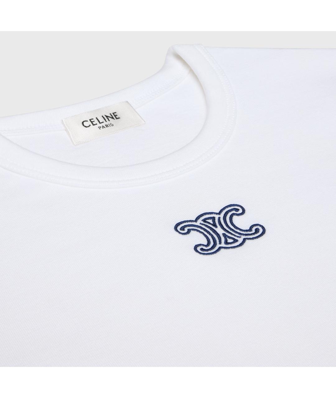CELINE Белая хлопковая футболка, фото 3