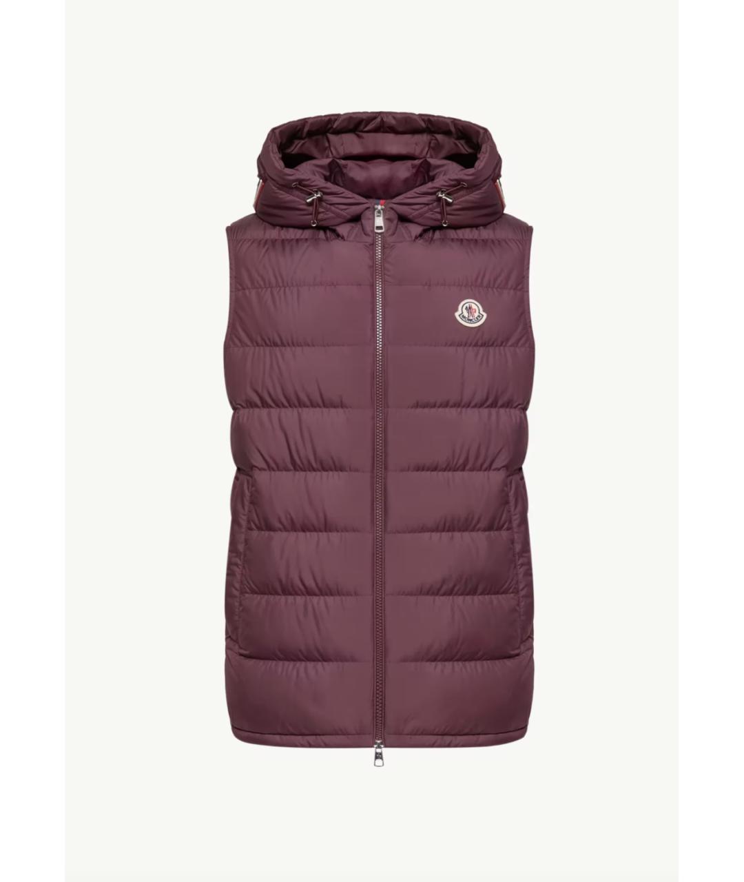 MONCLER Бордовый полиамидовый жилет, фото 6
