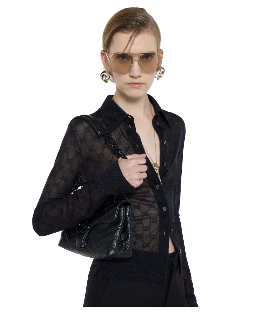 GUCCI Черная кожаная сумка через плечо, фото 4