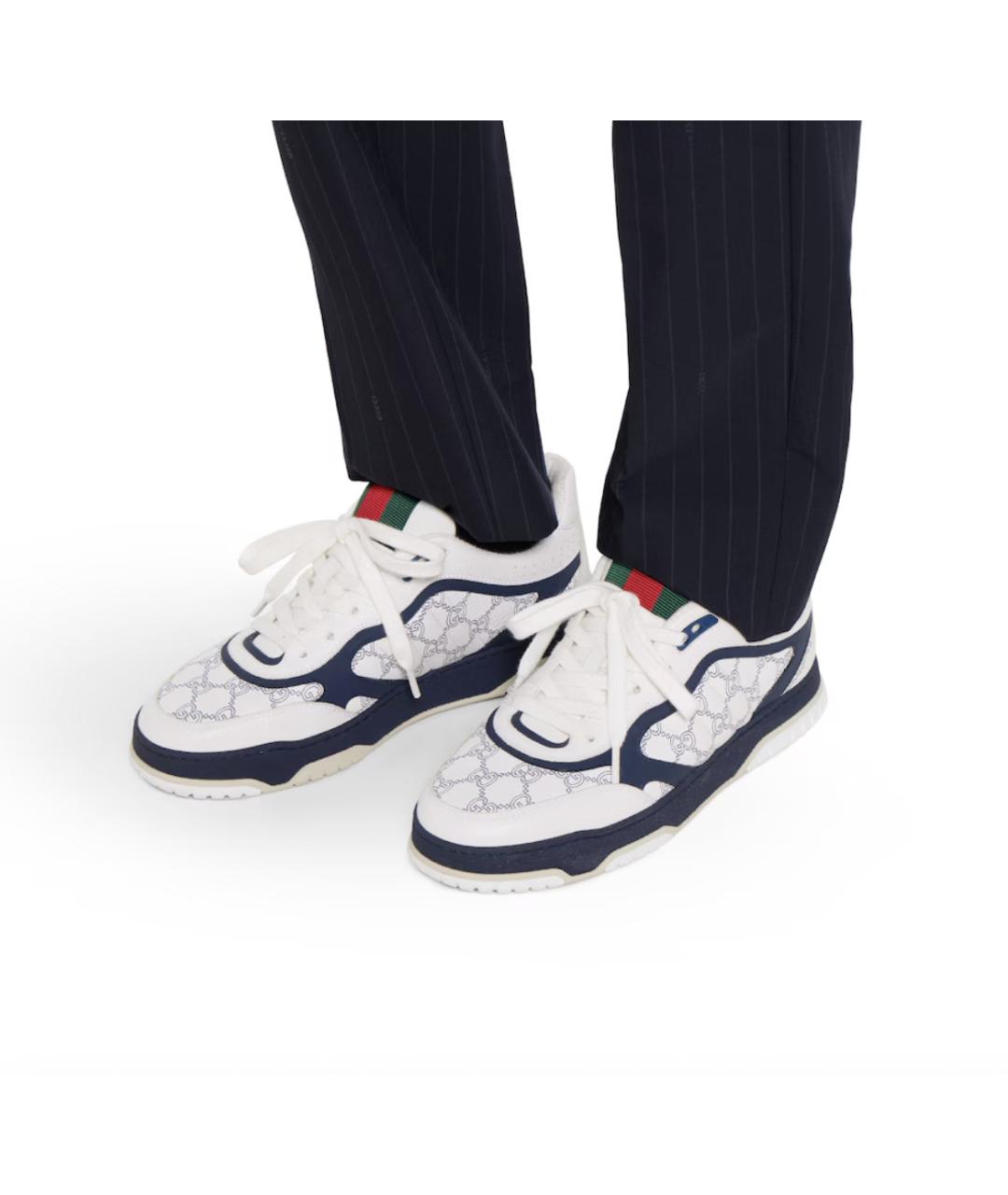 GUCCI Белые кожаные низкие кроссовки / кеды, фото 4