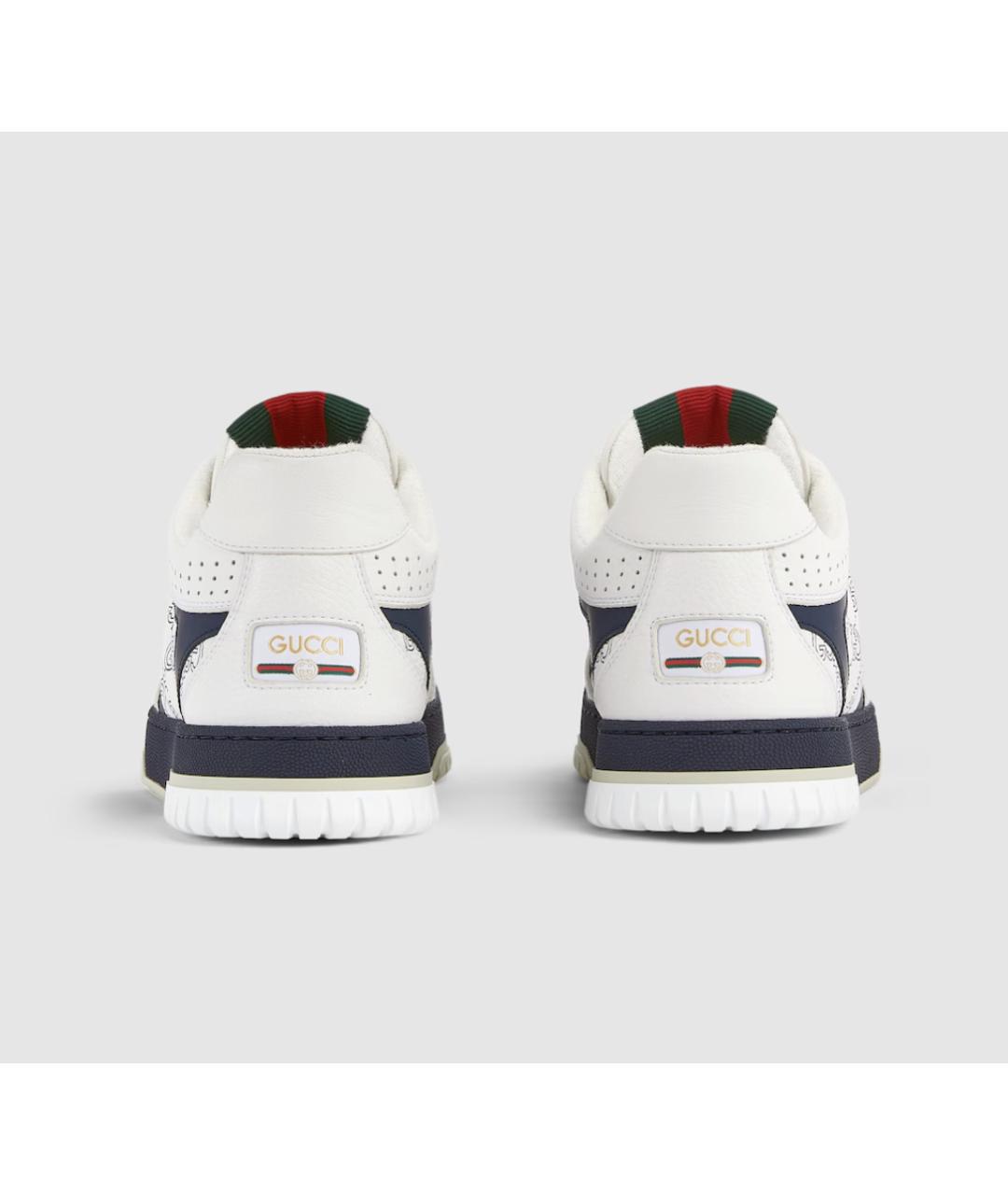 GUCCI Белые кожаные низкие кроссовки / кеды, фото 5