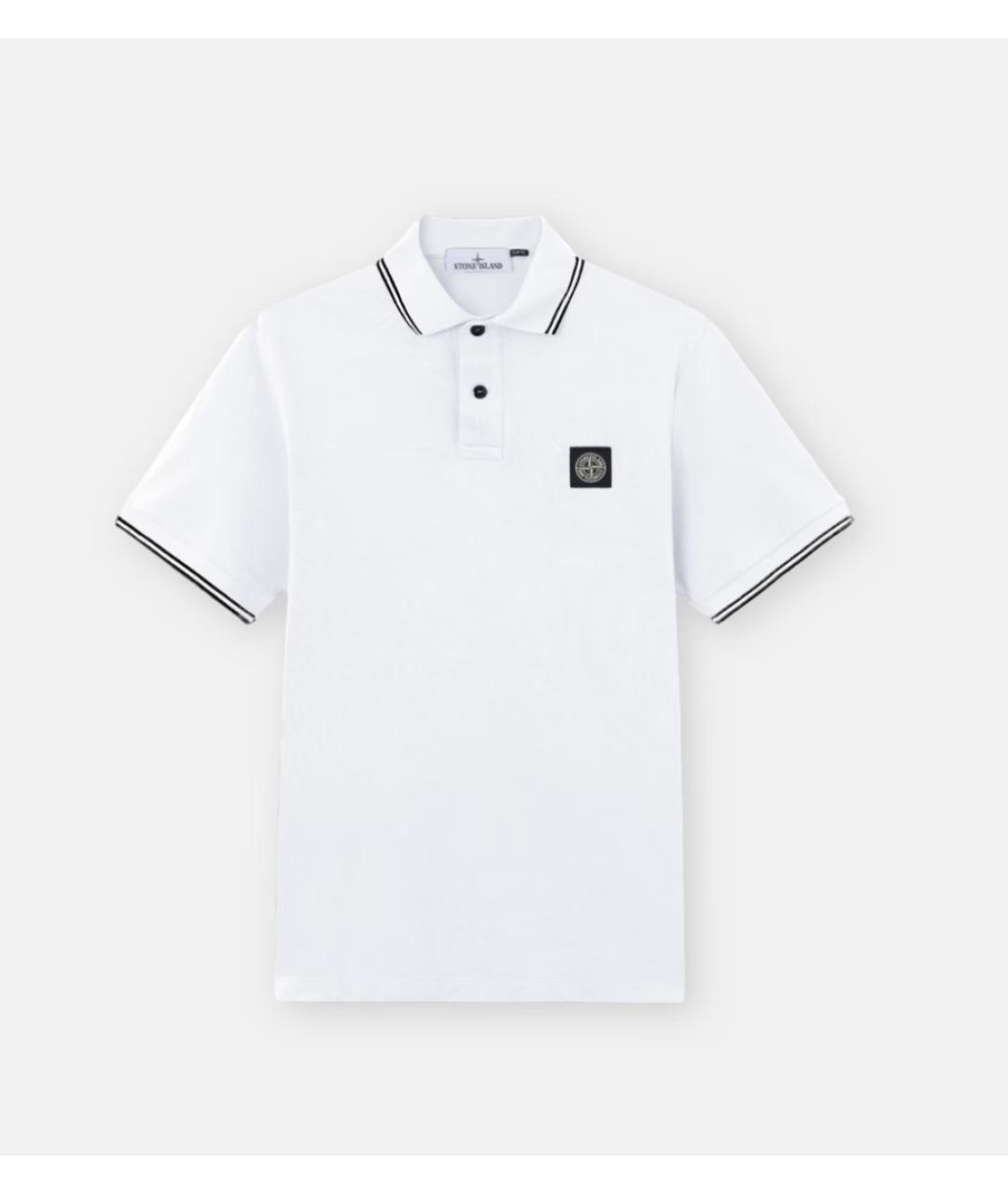 STONE ISLAND Белое хлопковое поло с коротким рукавом, фото 4