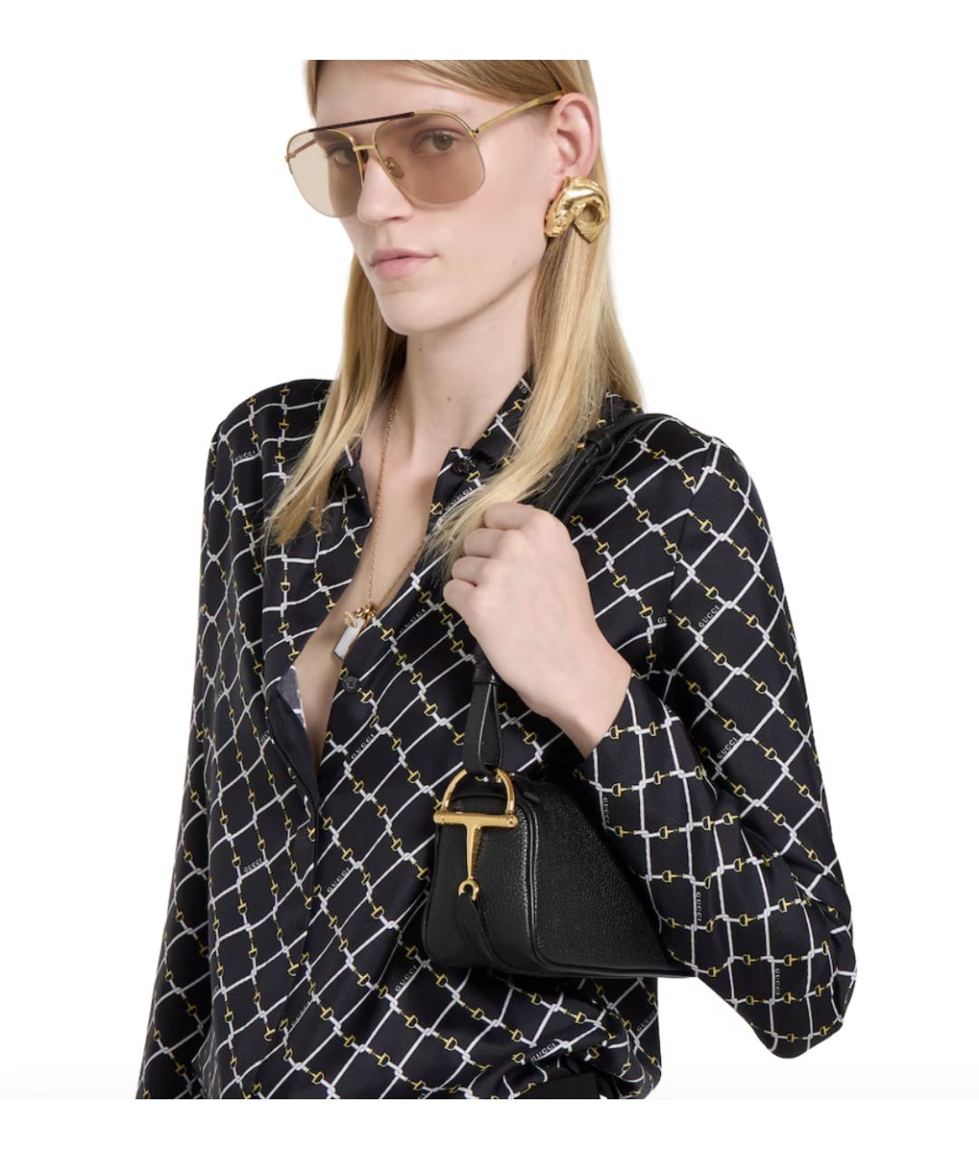 GUCCI Черная кожаная сумка через плечо, фото 3