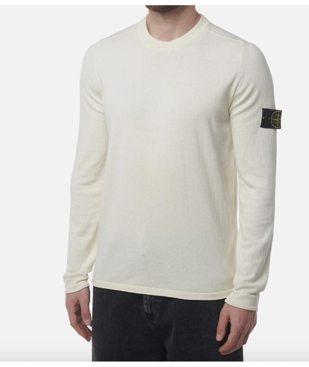 STONE ISLAND Белый хлопковый джемпер / свитер, фото 2