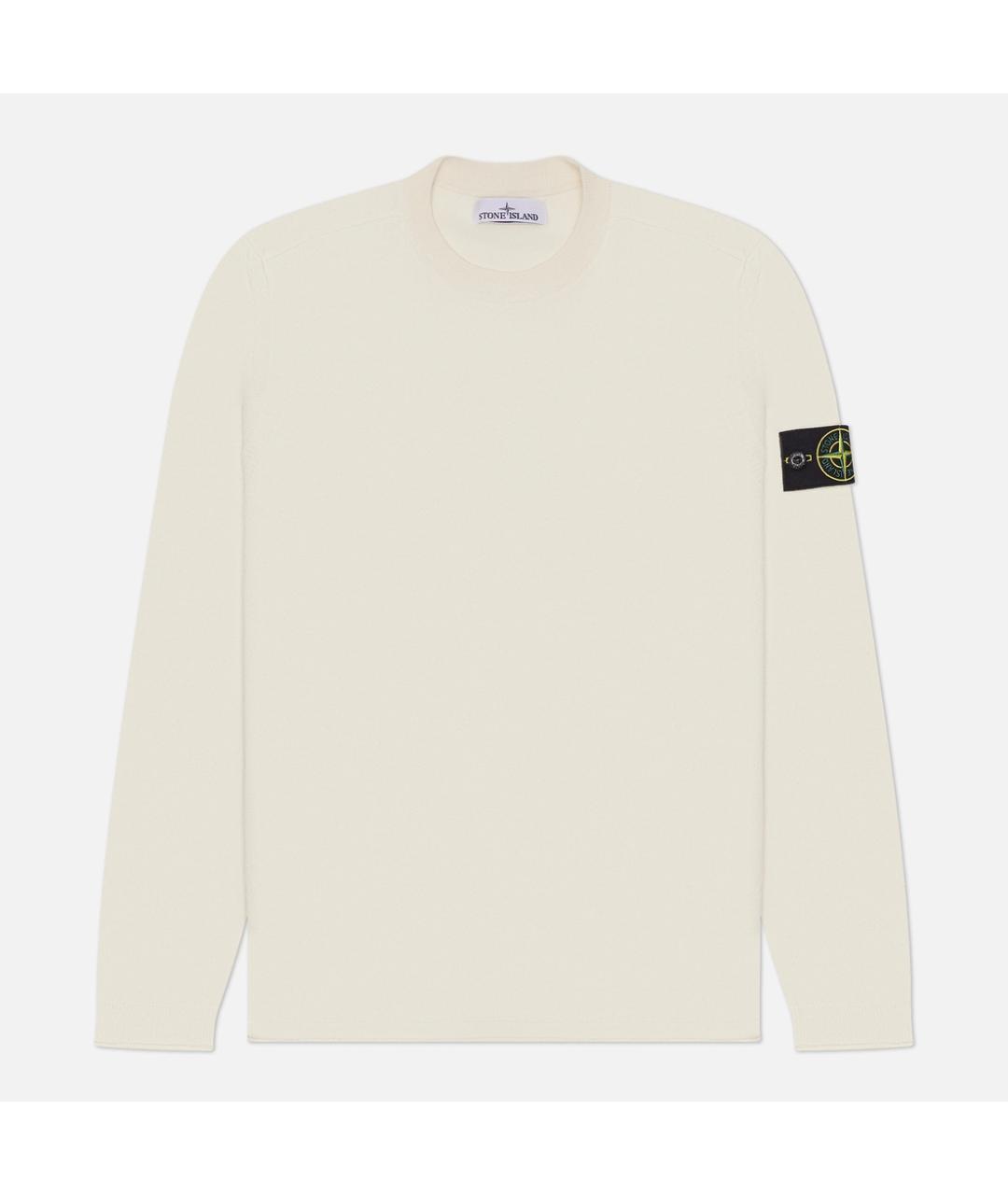 STONE ISLAND Белый хлопковый джемпер / свитер, фото 4