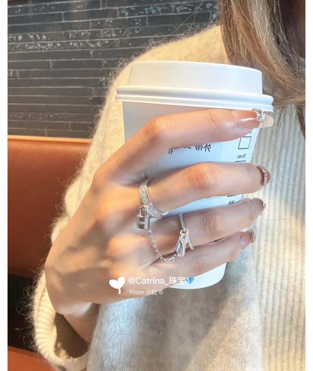 HERMES Серебряное кольцо из белого золота, фото 8