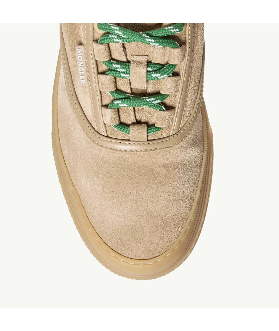 MONCLER Бежевые замшевые низкие кроссовки / кеды, фото 3