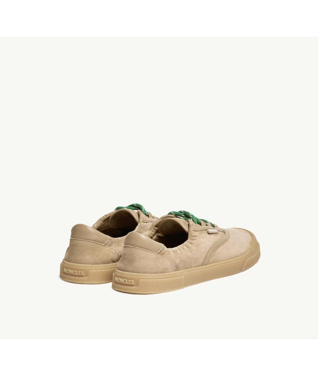 MONCLER Бежевые замшевые низкие кроссовки / кеды, фото 5