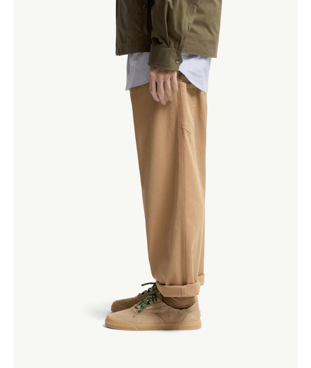 MONCLER Бежевые замшевые низкие кроссовки / кеды, фото 2