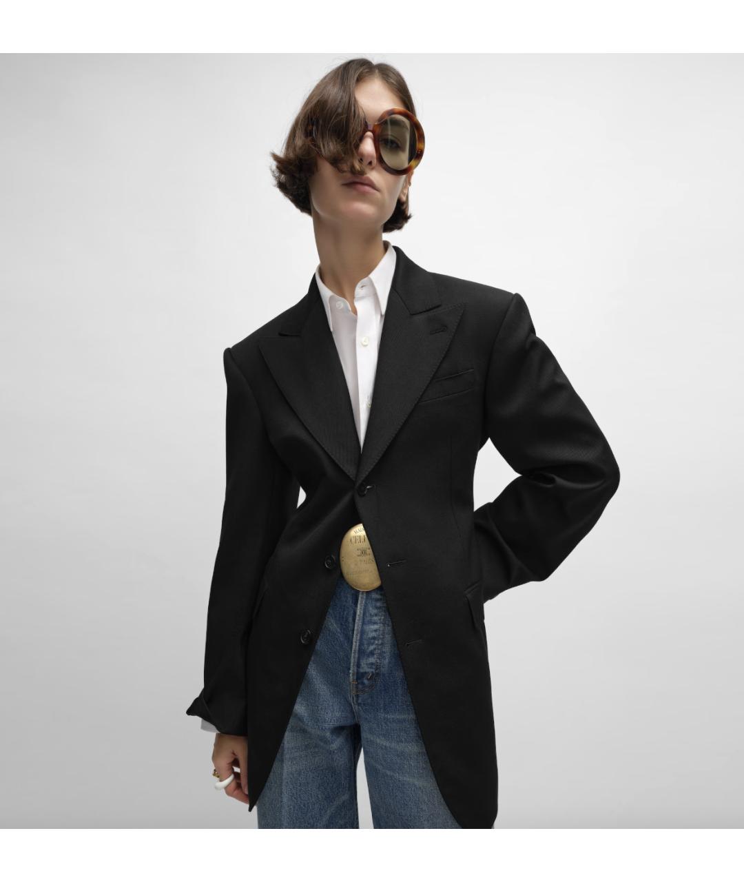 CELINE Черный шерстяной жакет/пиджак, фото 2