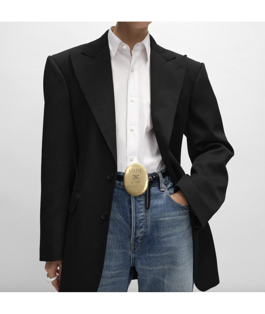 CELINE Черный шерстяной жакет/пиджак, фото 5