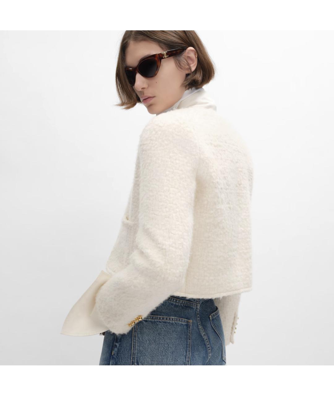 CELINE Белый кашемировый жакет/пиджак, фото 3