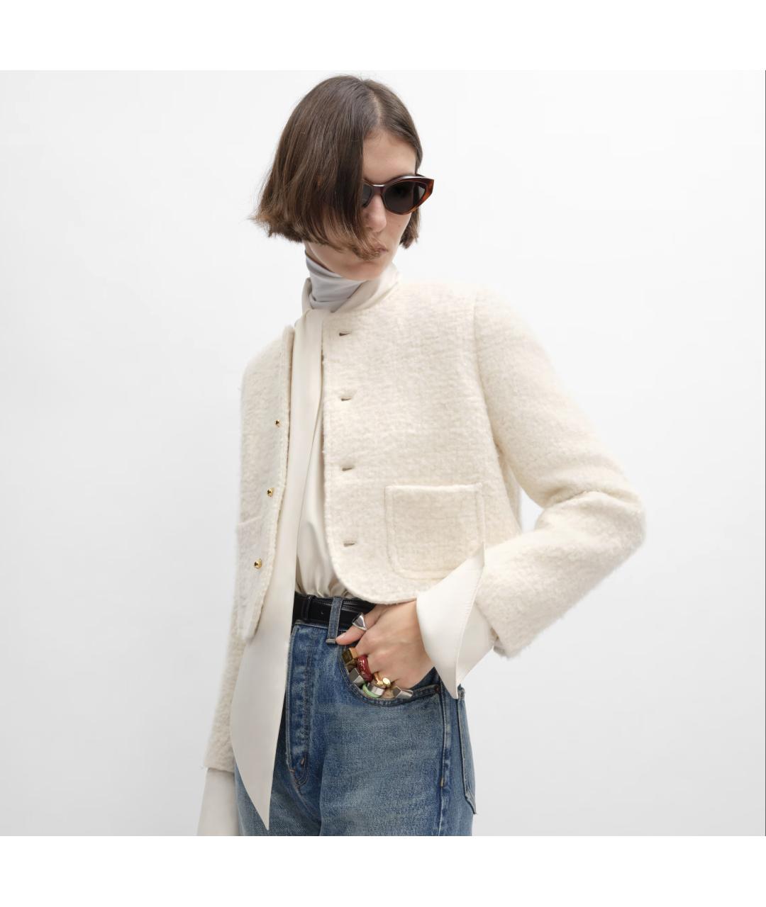 CELINE Белый кашемировый жакет/пиджак, фото 2