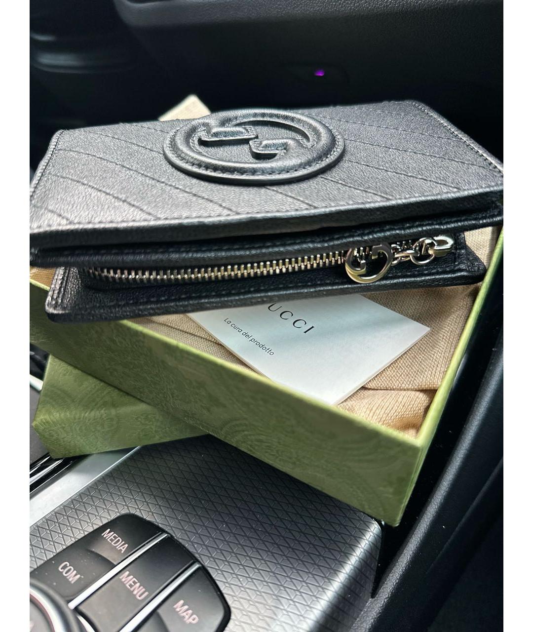 GUCCI Черный кожаный кошелек, фото 6