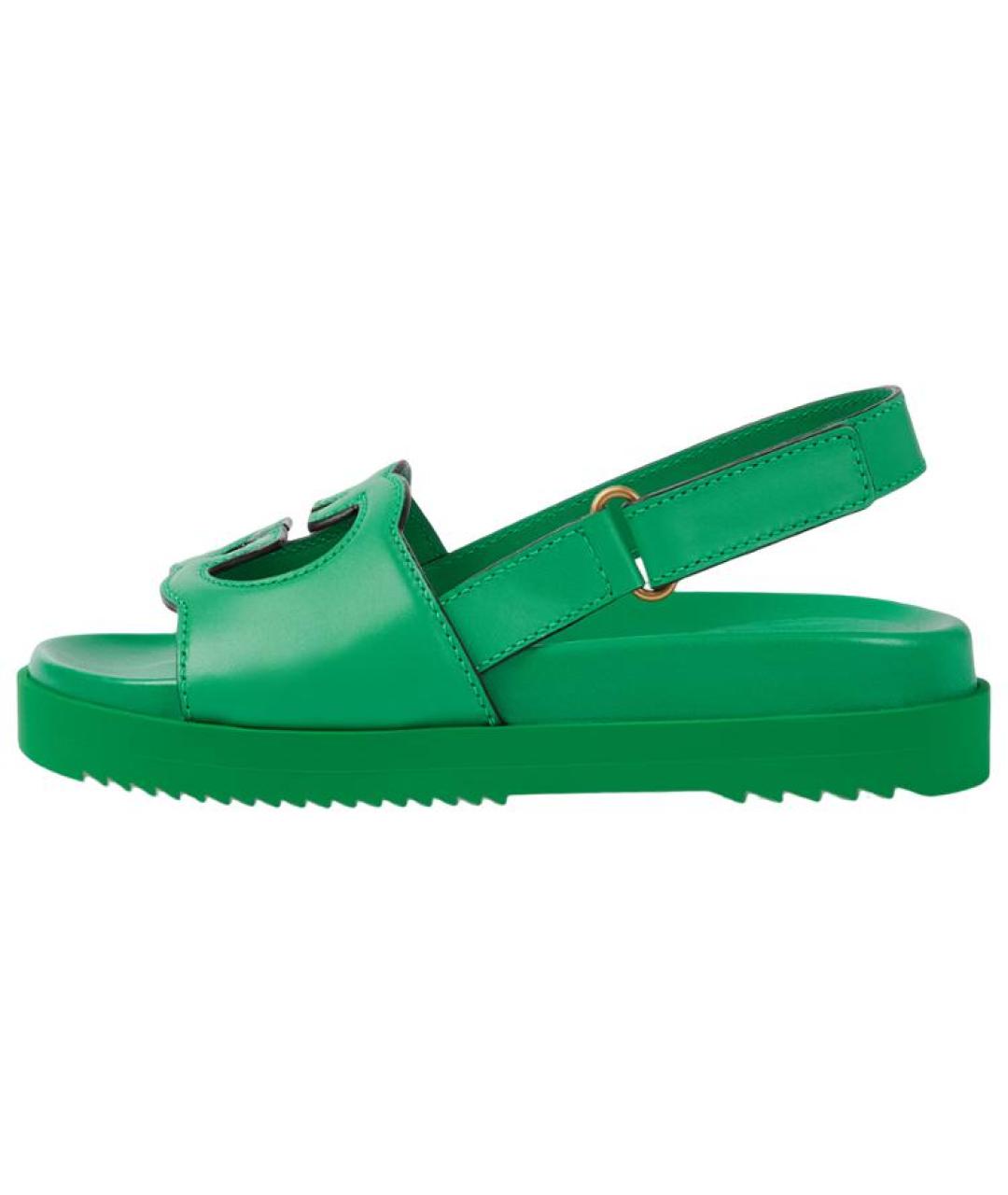 GUCCI Зеленые кожаные сандалии, фото 2