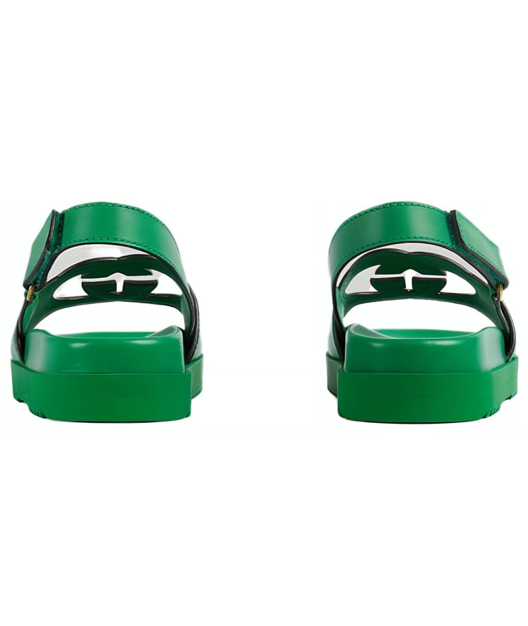 GUCCI Зеленые кожаные сандалии, фото 4