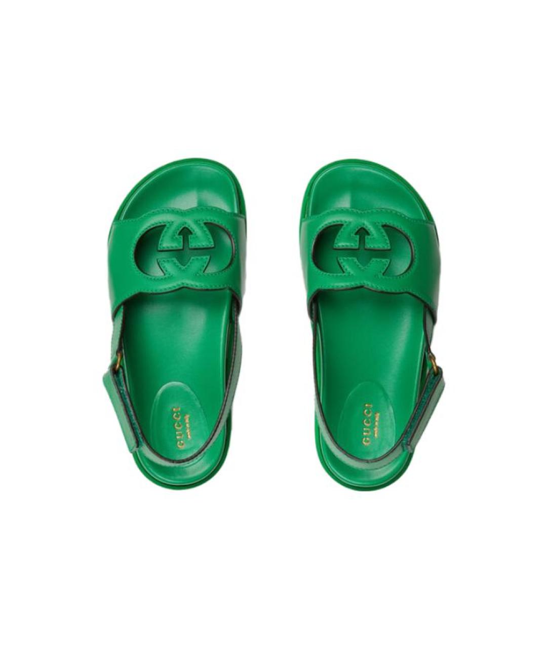 GUCCI Зеленые кожаные сандалии, фото 3