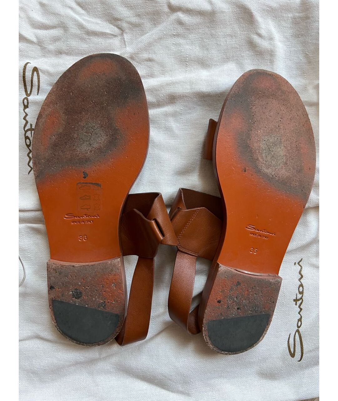SANTONI Коричневые кожаные сандалии, фото 8