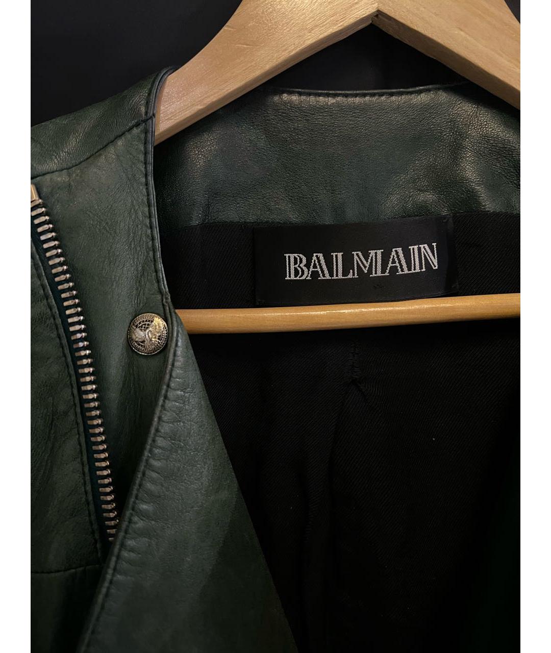 BALMAIN Зеленая кожаная куртка, фото 6