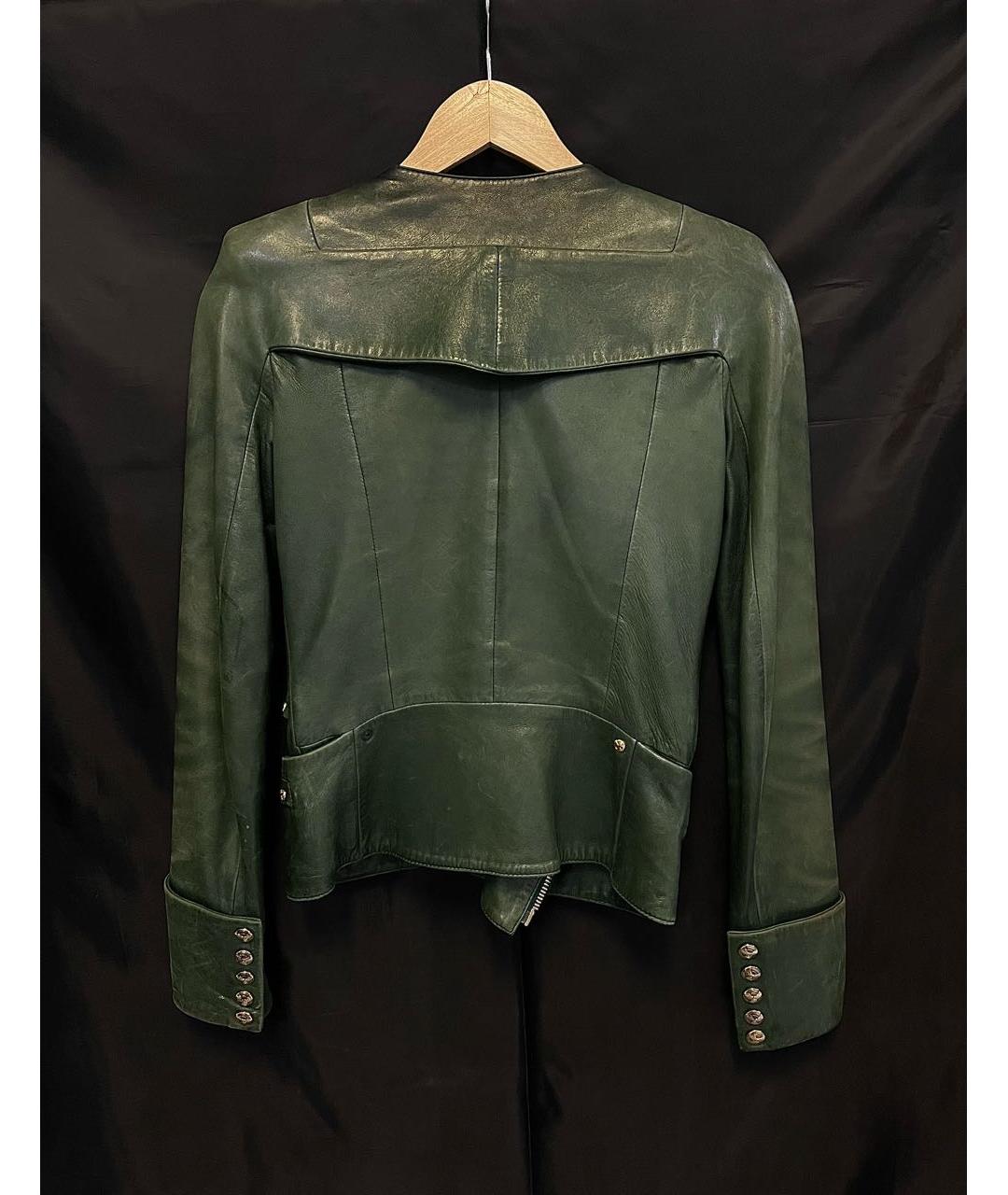 BALMAIN Зеленая кожаная куртка, фото 2