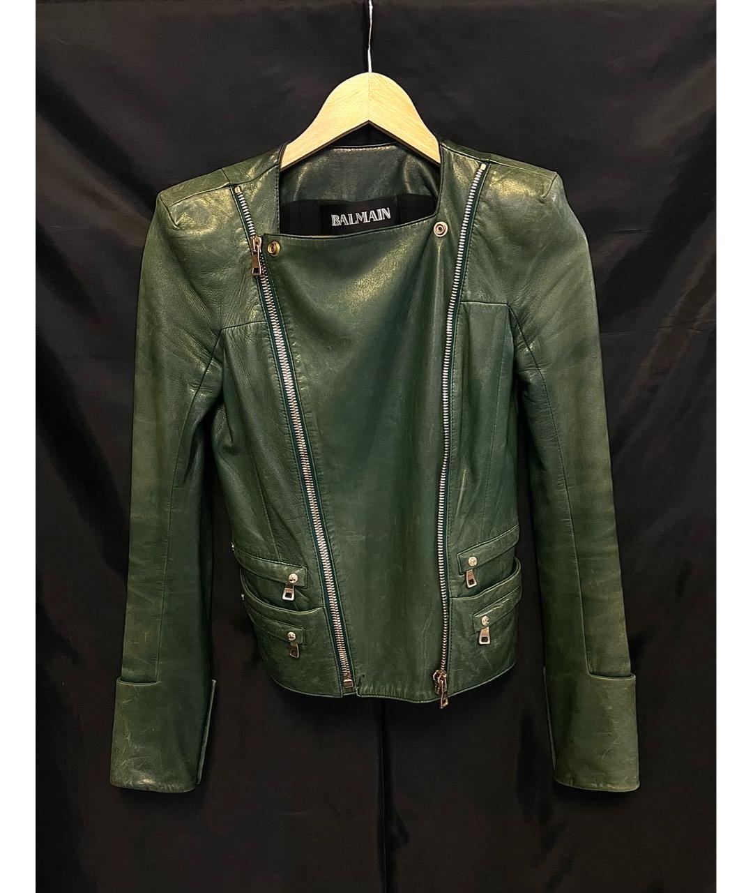 BALMAIN Зеленая кожаная куртка, фото 8