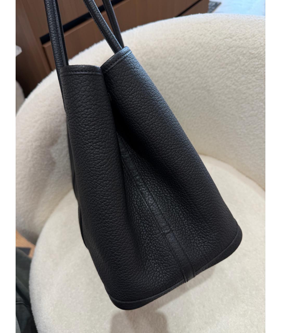 HERMES Черная кожаная сумка тоут, фото 4