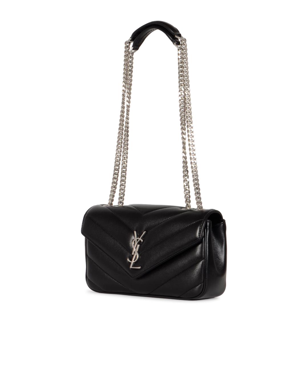 SAINT LAURENT Черная кожаная сумка через плечо, фото 2