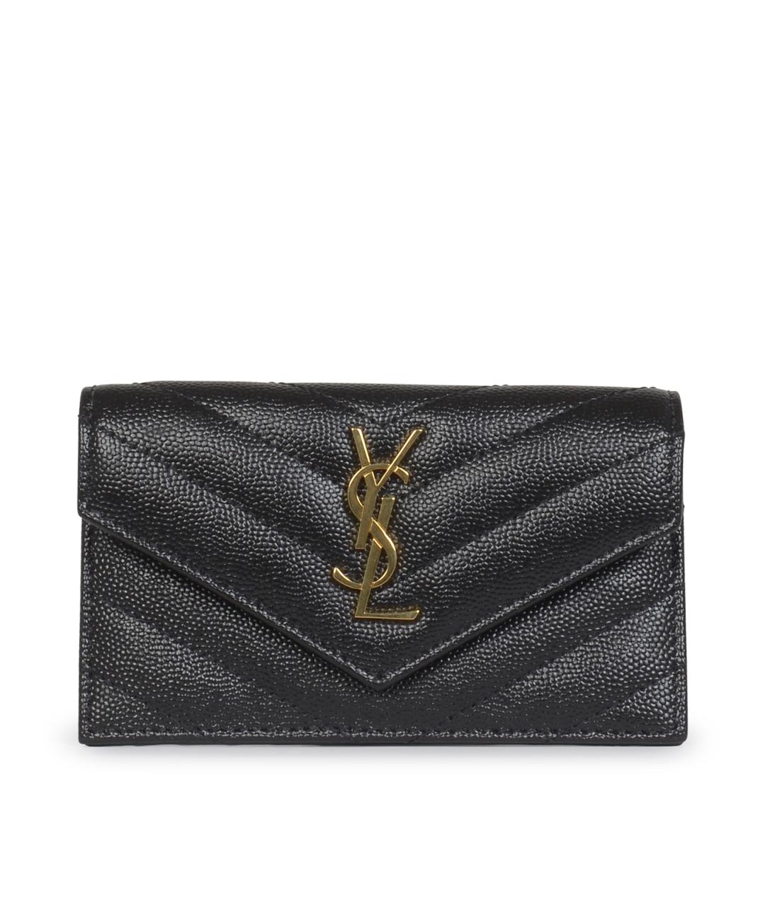 SAINT LAURENT Черный кожаный кардхолдер, фото 1