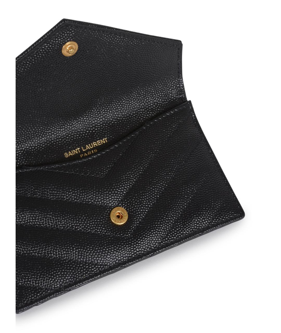 SAINT LAURENT Черный кожаный кардхолдер, фото 4