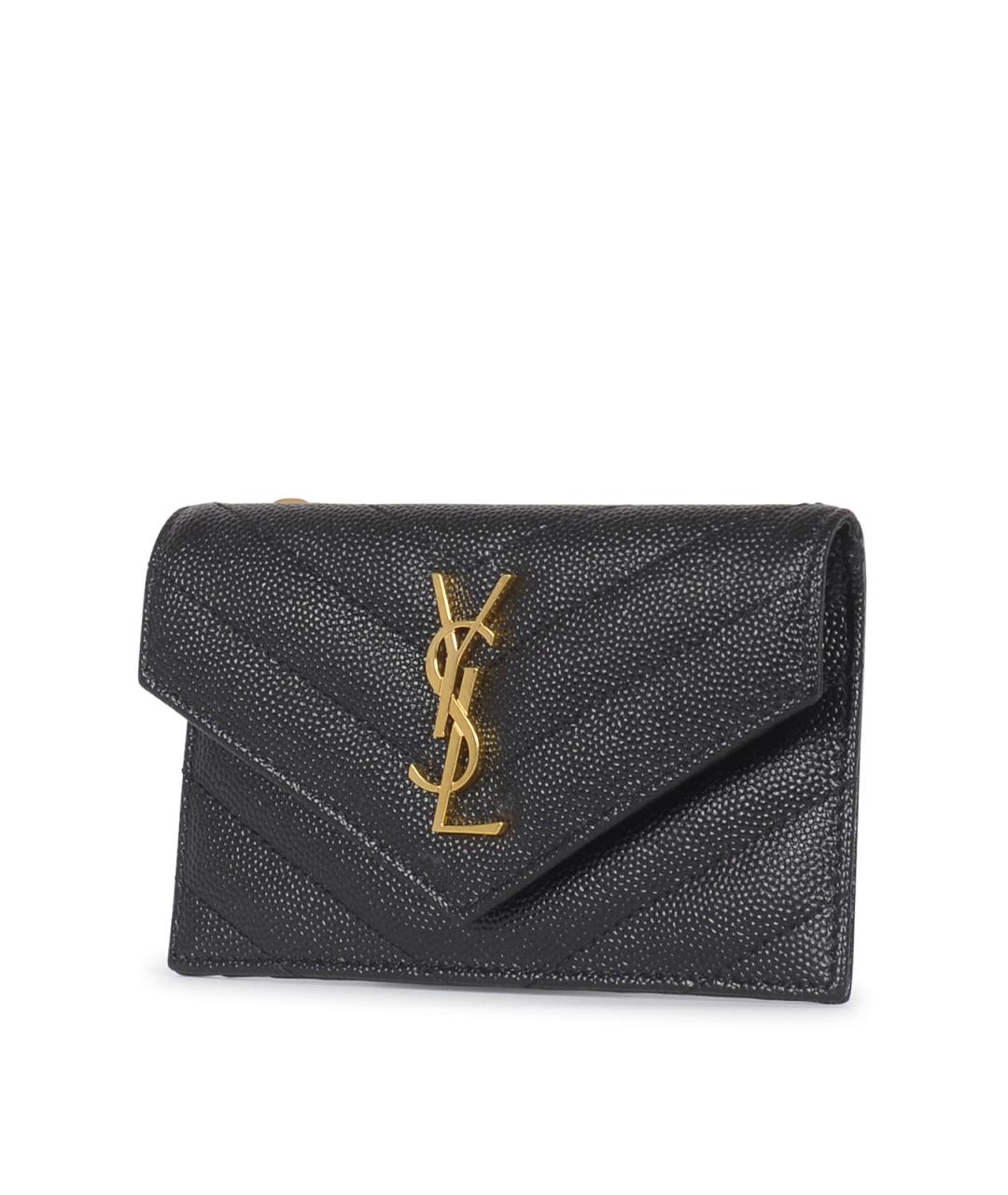 SAINT LAURENT Черный кожаный кардхолдер, фото 2