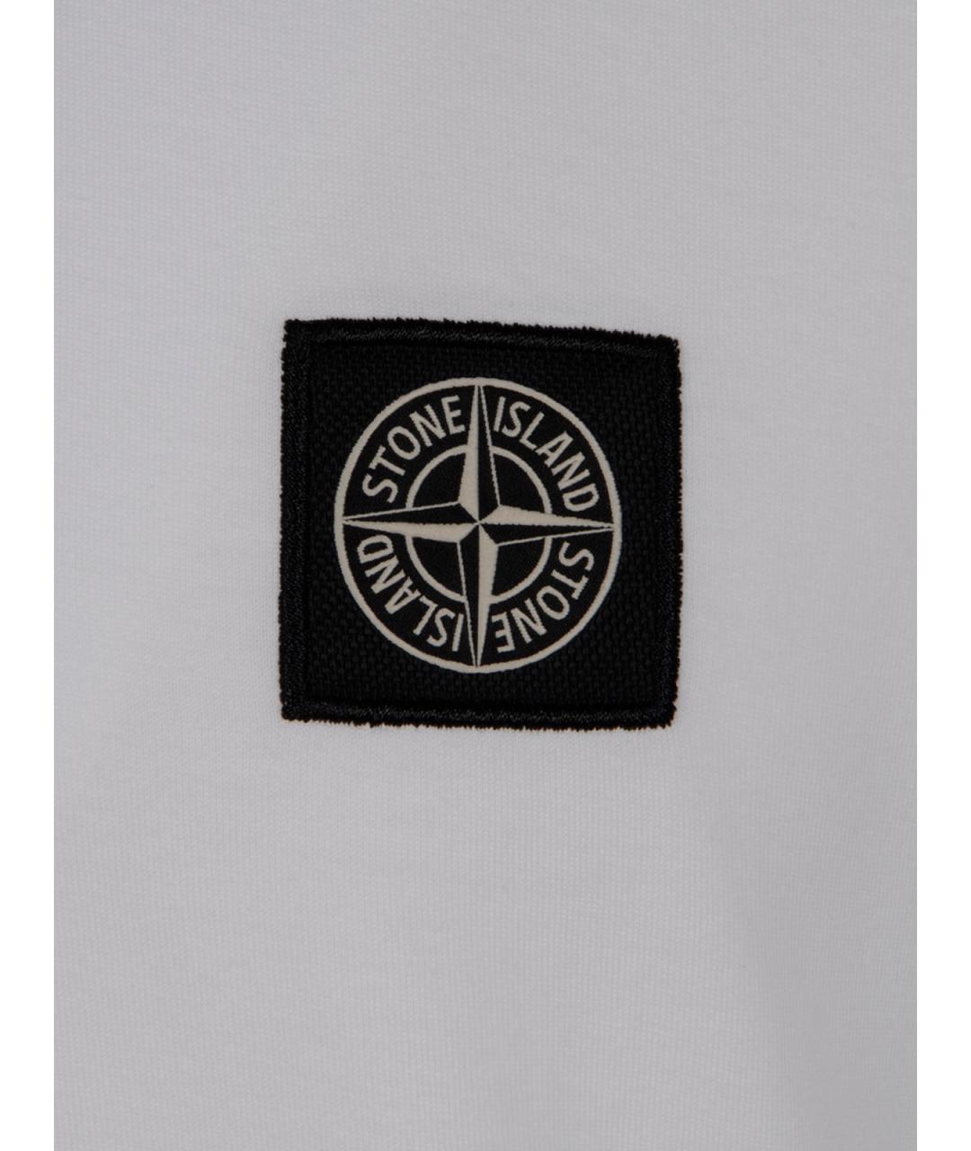 STONE ISLAND Белая хлопковая футболка, фото 3