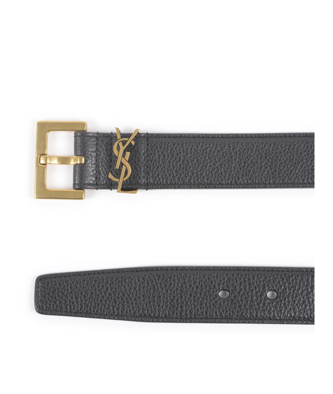 SAINT LAURENT Черный кожаный ремень, фото 3