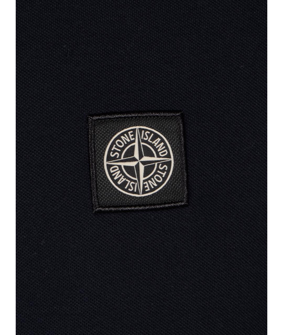STONE ISLAND Синее хлопковое поло с коротким рукавом, фото 3