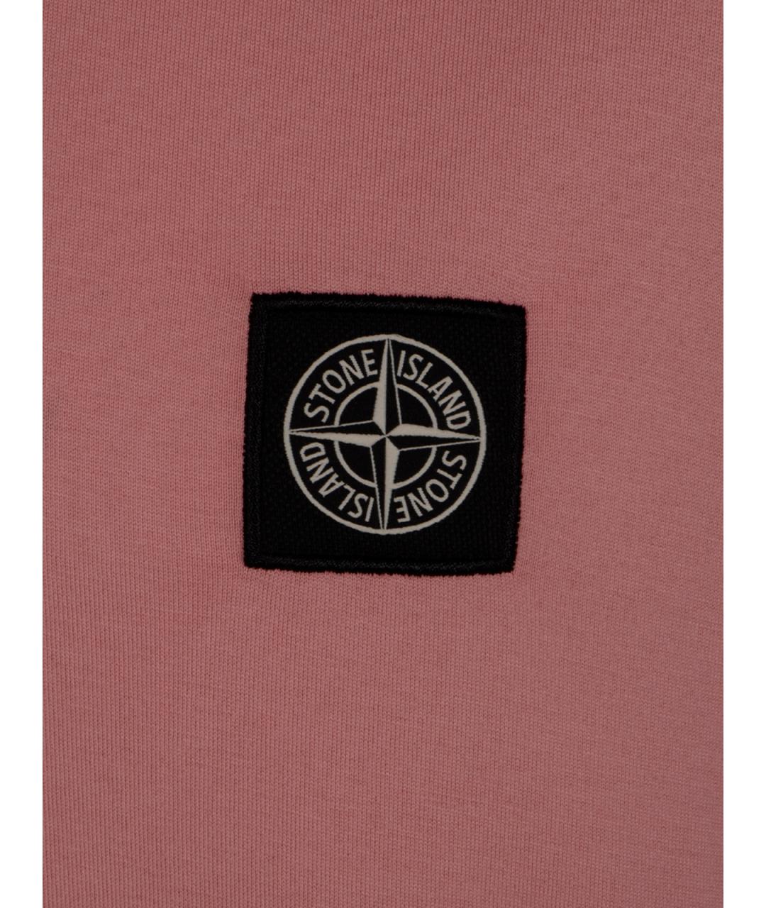 STONE ISLAND Розовая хлопковая футболка, фото 3