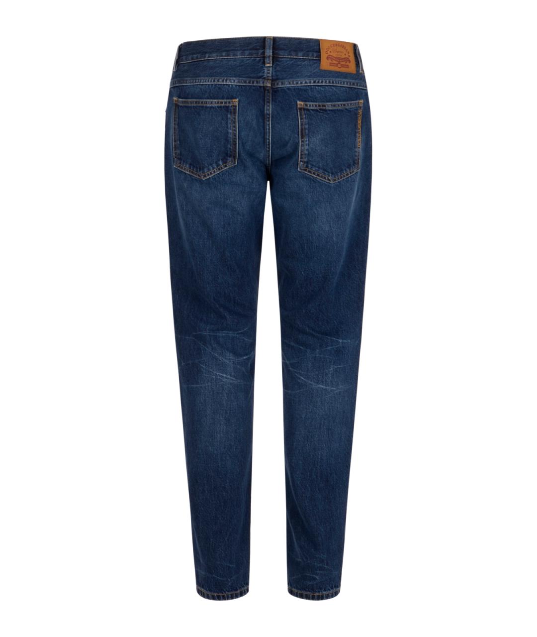 DOLCE&GABBANA Синие хлопковые прямые джинсы, фото 2