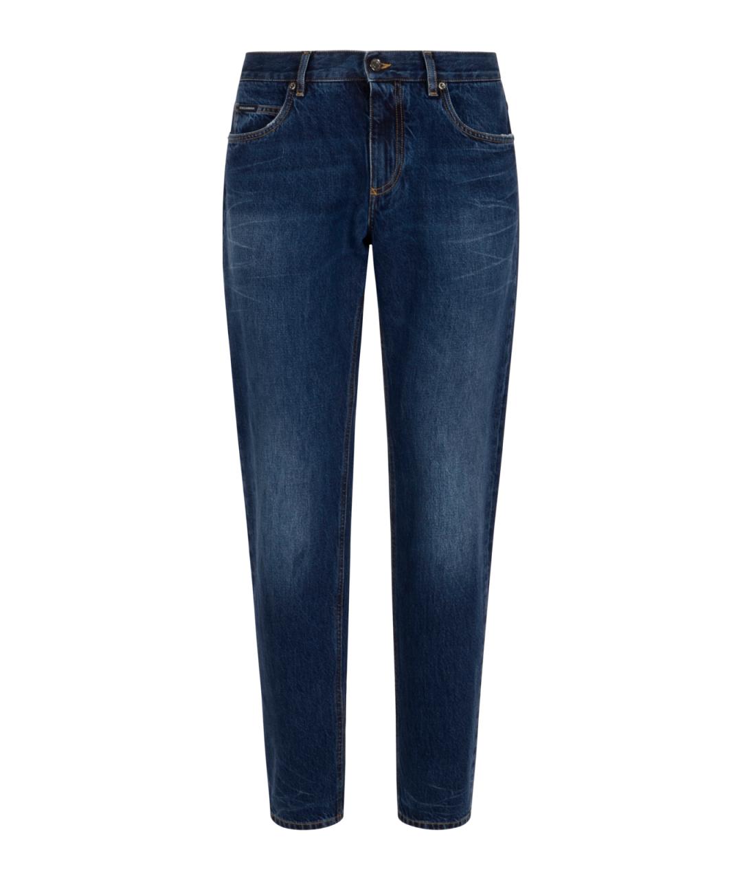 DOLCE&GABBANA Синие хлопковые прямые джинсы, фото 1