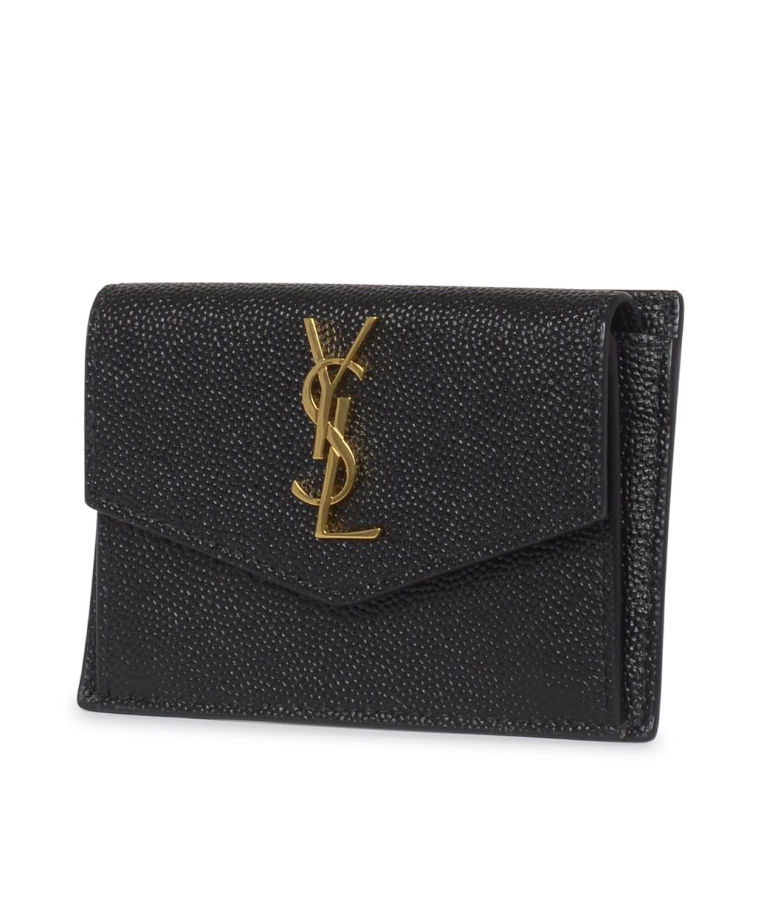 SAINT LAURENT Черный кожаный кардхолдер, фото 2