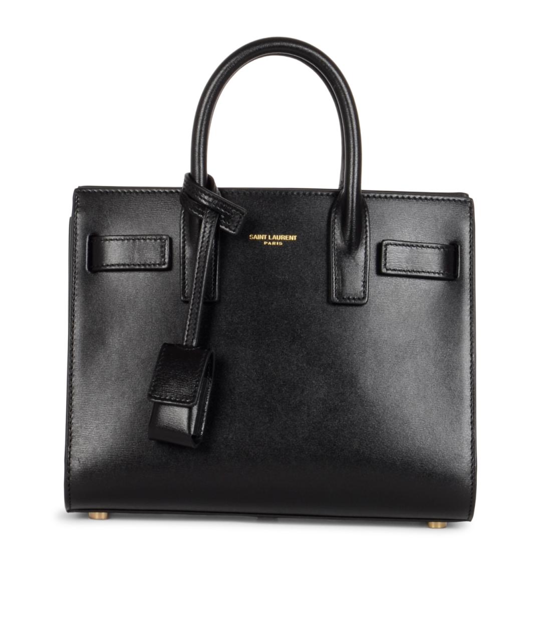 SAINT LAURENT Черная кожаная сумка тоут, фото 1