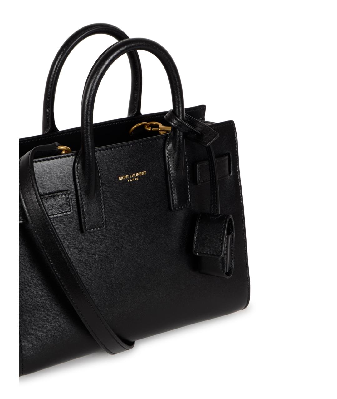 SAINT LAURENT Черная кожаная сумка тоут, фото 4