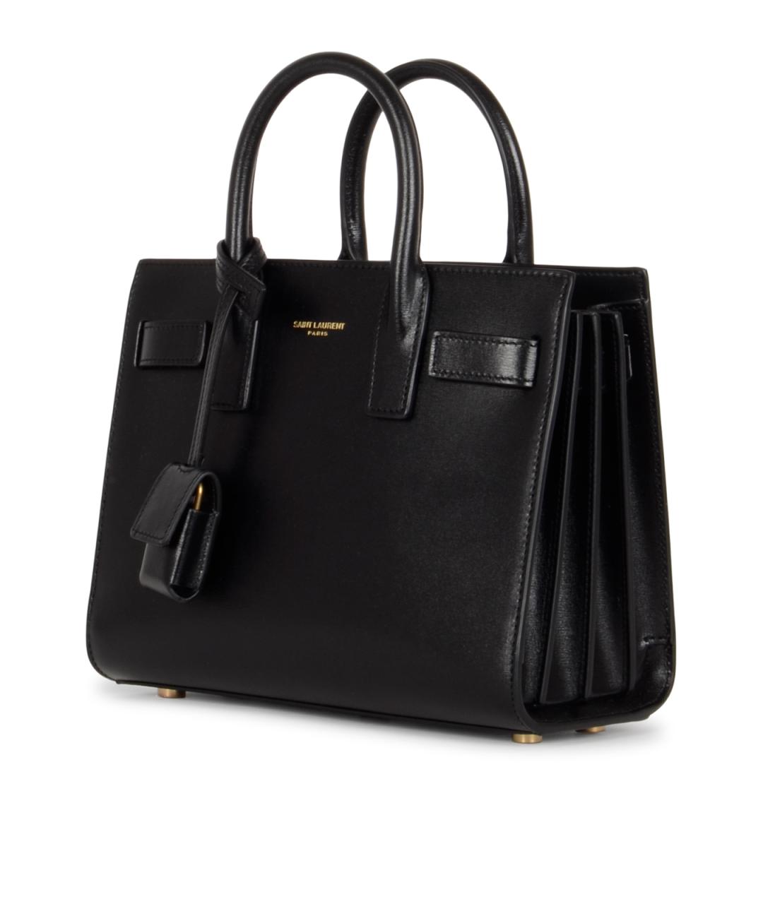 SAINT LAURENT Черная кожаная сумка тоут, фото 2