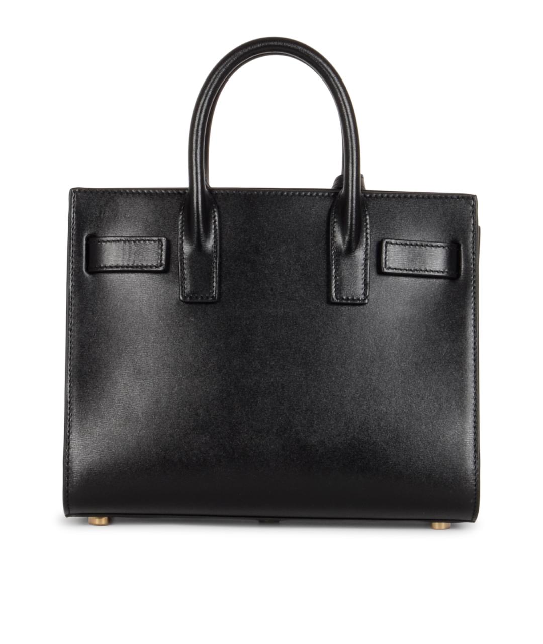 SAINT LAURENT Черная кожаная сумка тоут, фото 3