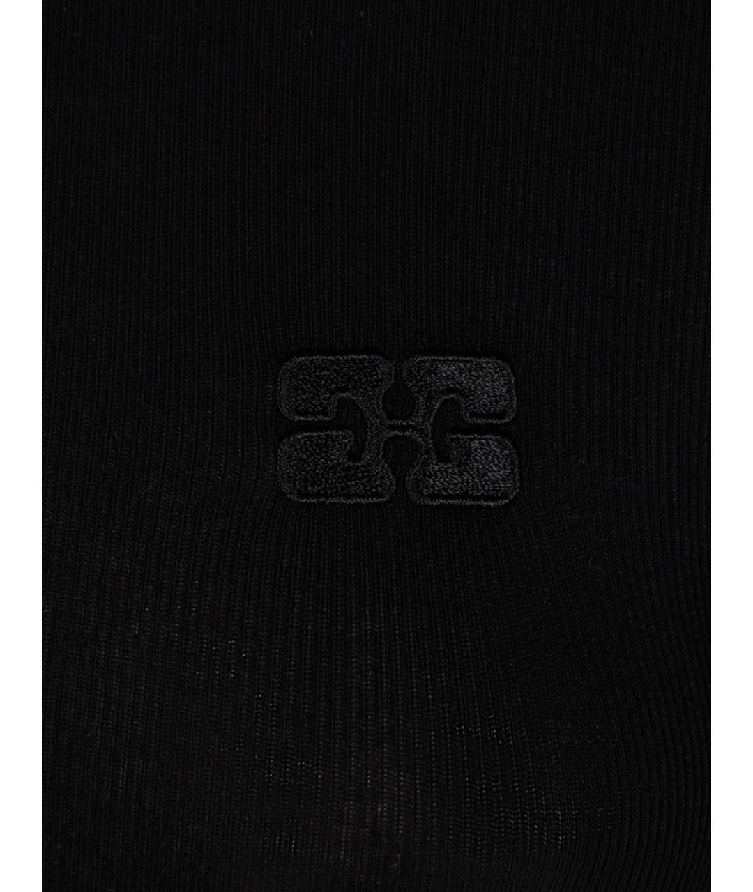 GANNI Черная хлопковая футболка, фото 3