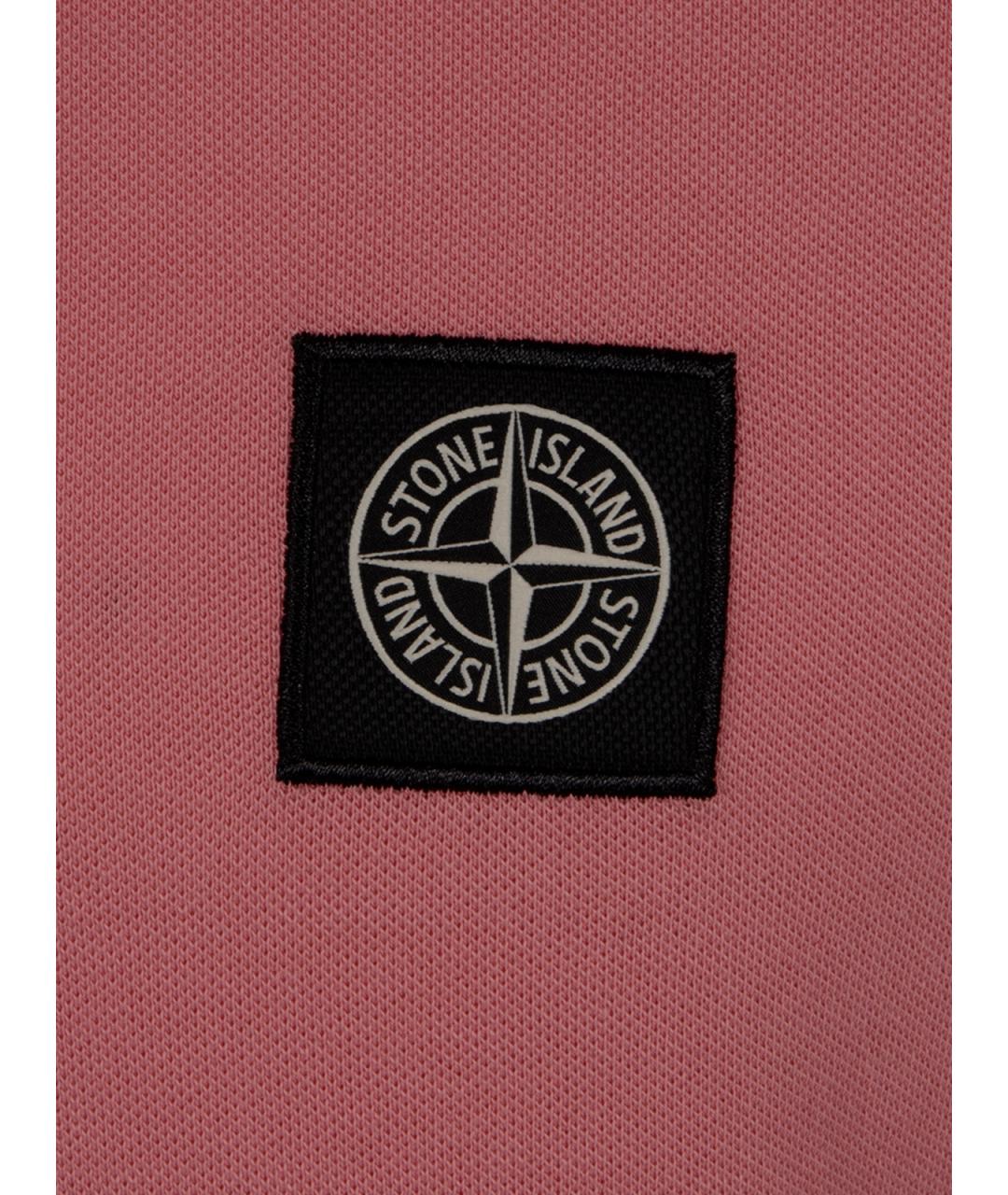 STONE ISLAND Розовое хлопковое поло с коротким рукавом, фото 3